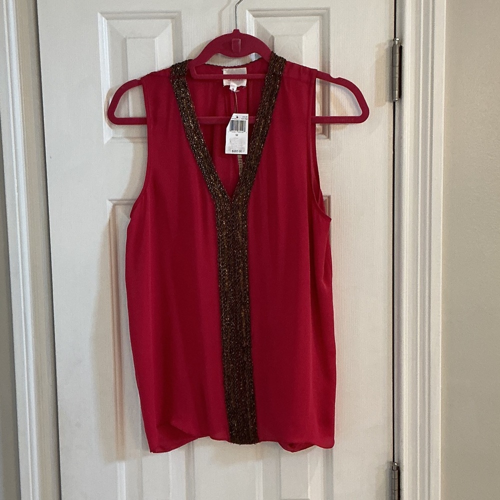Parker Sleeveless Beaded Trim Camisole - Fuchsia